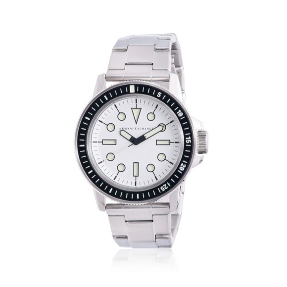 ARMANI EXCHANGE Mens LEONARDO Round White Dial Stainless Steel Bracelet Watch - Picture 1 of 9
